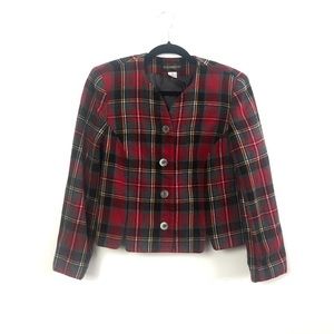 Vintage plaid cropped blazer